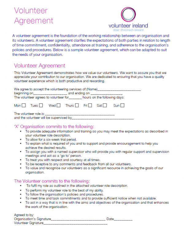 Volunteer Agreement Templates And Forms Track It Forward